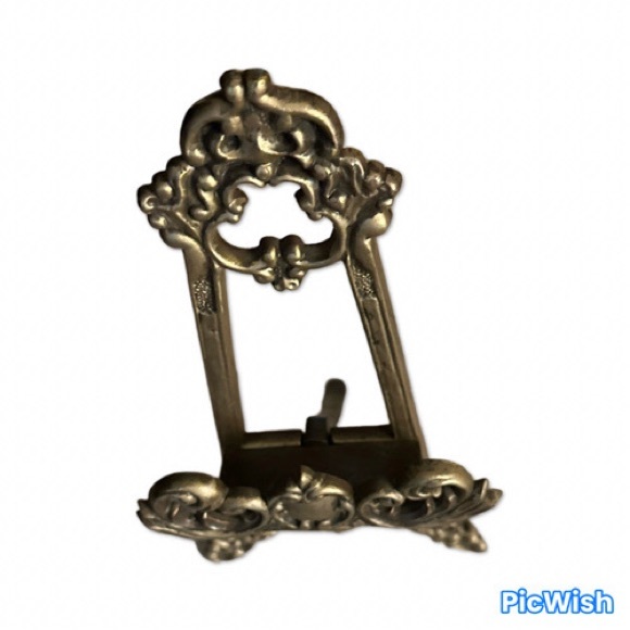 Mid-Century Ornate bronze finished easel with hinged stand - Picture 3 of 4